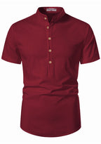 BLUE ROBED men's Half Sleeve Casual Cotton Kurta Office Wear in Maroon view 28