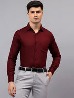 Men's Full Sleeve Spread Collar Premium Casual Shirt for Men in Black by BLUE ROBED, front view