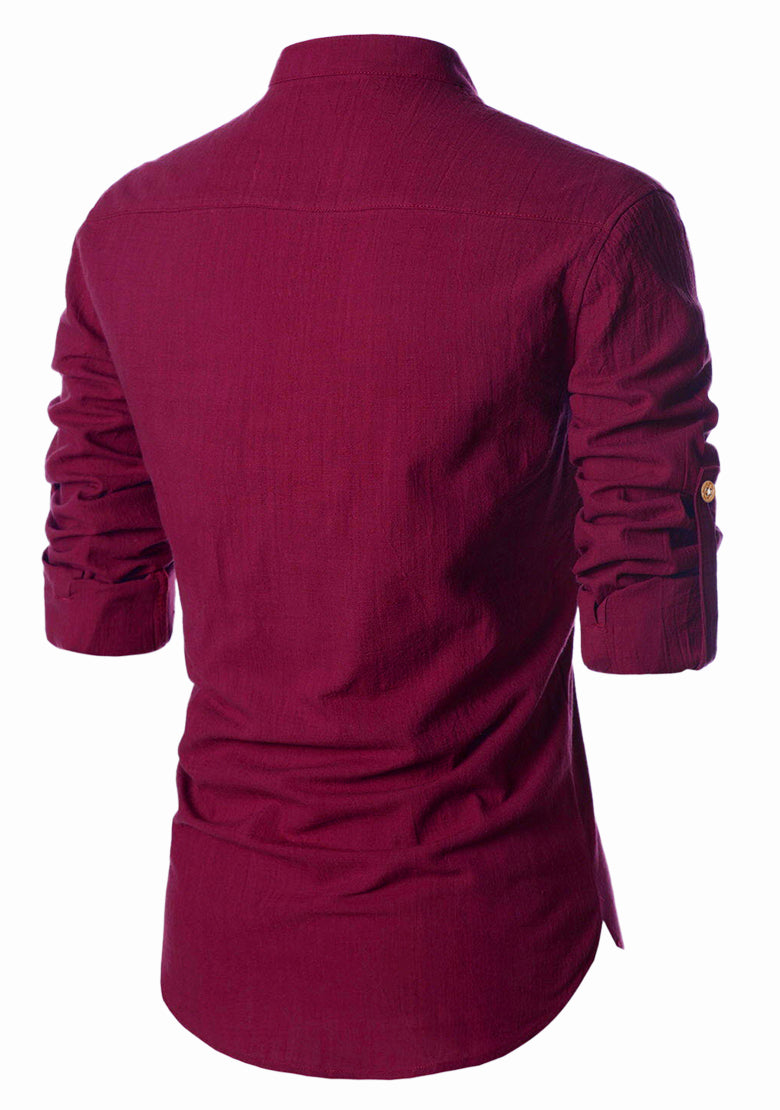 BLUE ROBED men's Casual ZIP Style Full Sleeve Kurta in Maroon view 30