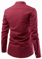 BLUE ROBED men's Casual Slim Fit Full Sleeve Double Pocket Cotton Kurta in Maroon view 9