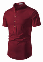 BLUE ROBED men's Half Sleeve Casual Cotton Kurta Office Wear in Maroon view 29