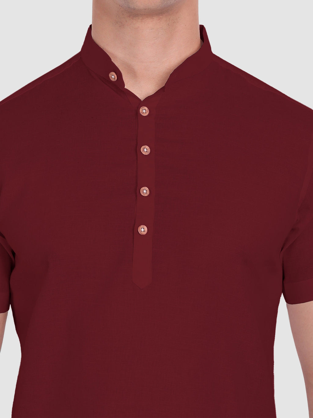 BLUE ROBED men's Half Sleeve Casual Cotton Kurta Daily Wear in Maroon view 34