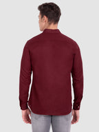 BLUE ROBED men's Casual Slim Fit Full Sleeve Cotton Kurta in Maroon view 3