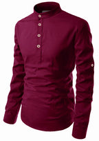 BLUE ROBED men's Casual Slim Fit Full Sleeve Kurta in Maroon view 31