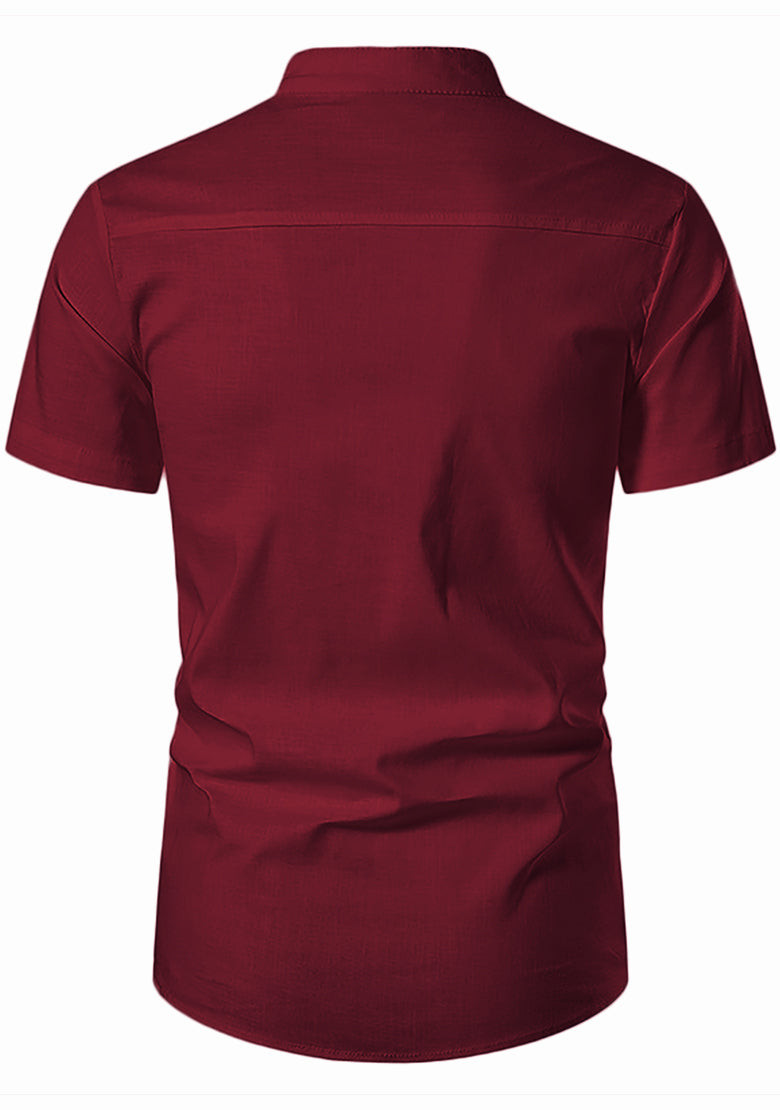 BLUE ROBED men's Half Sleeve Casual Cotton Kurta Office Wear in Maroon view 30