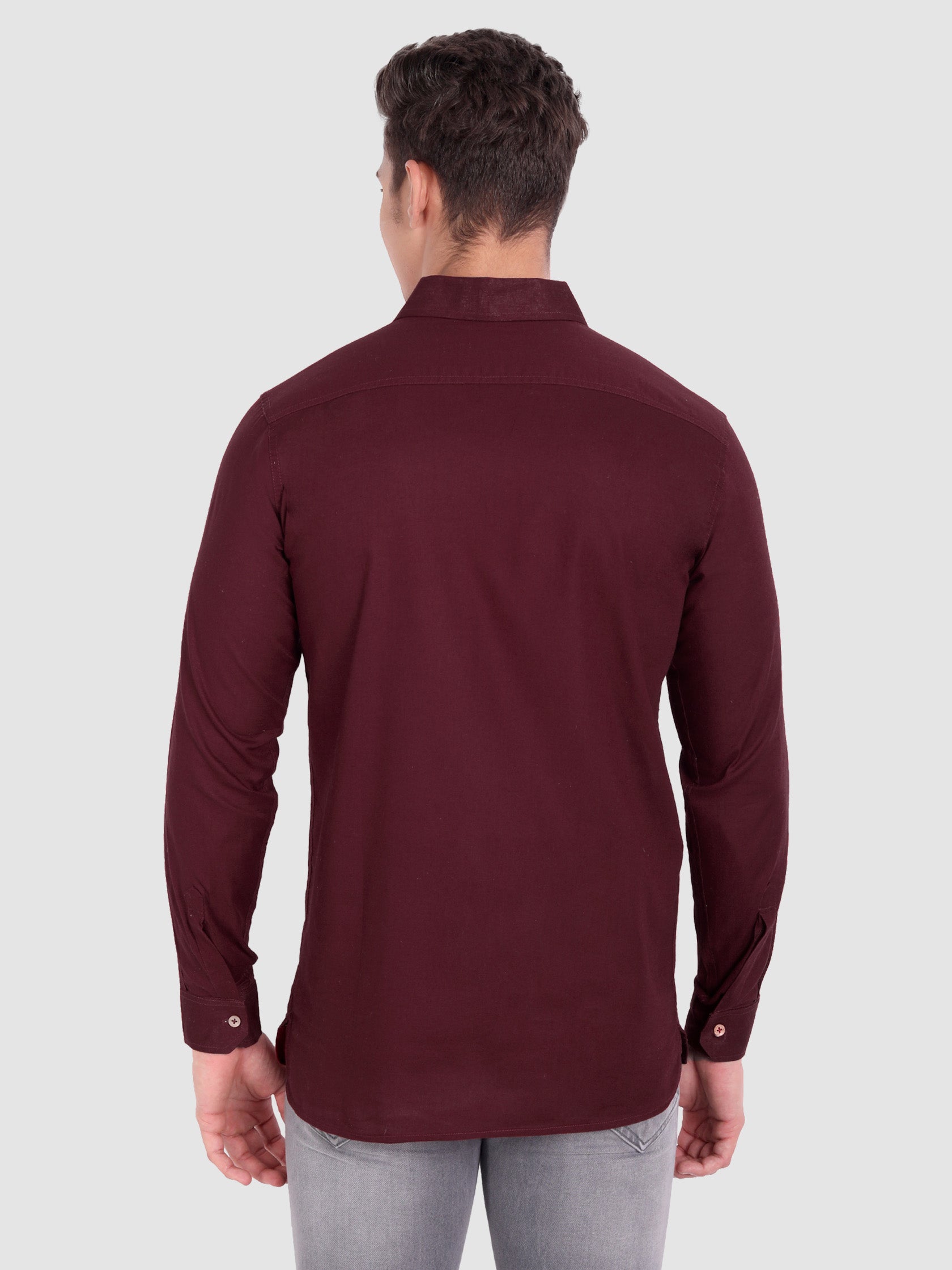 BLUE ROBED men's Full Sleeve Casual Cotton Kurta in Maroon view 33