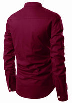 BLUE ROBED men's Casual Slim Fit Full Sleeve Pocket Contrast Kurta in Maroon view 4