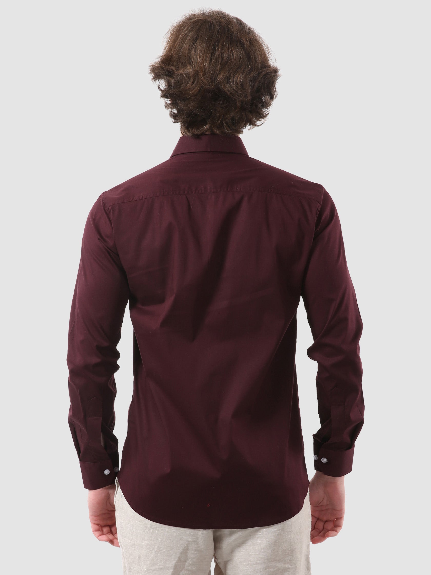 Men's Formal Full Sleeve Plain Shirt in White by BLUE ROBED, fabric detail