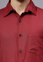 Men's Cotton Blend Slim Fit Formal Shirt in Beige by BLUE ROBED, style view