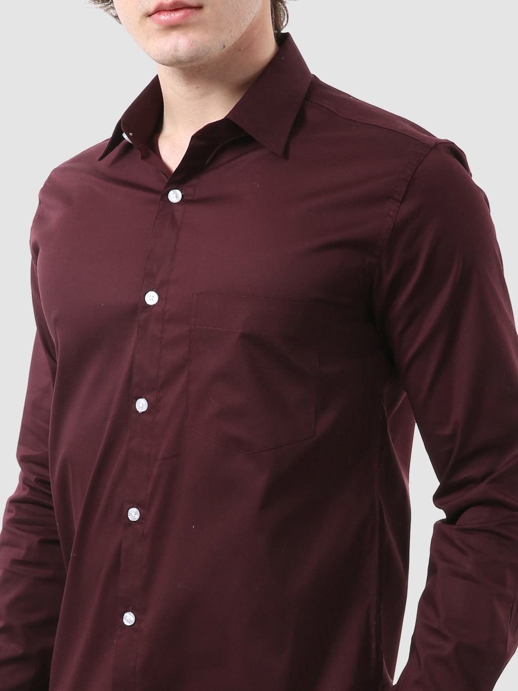 Men's Formal Full Sleeve Plain Shirt in White by BLUE ROBED, front view