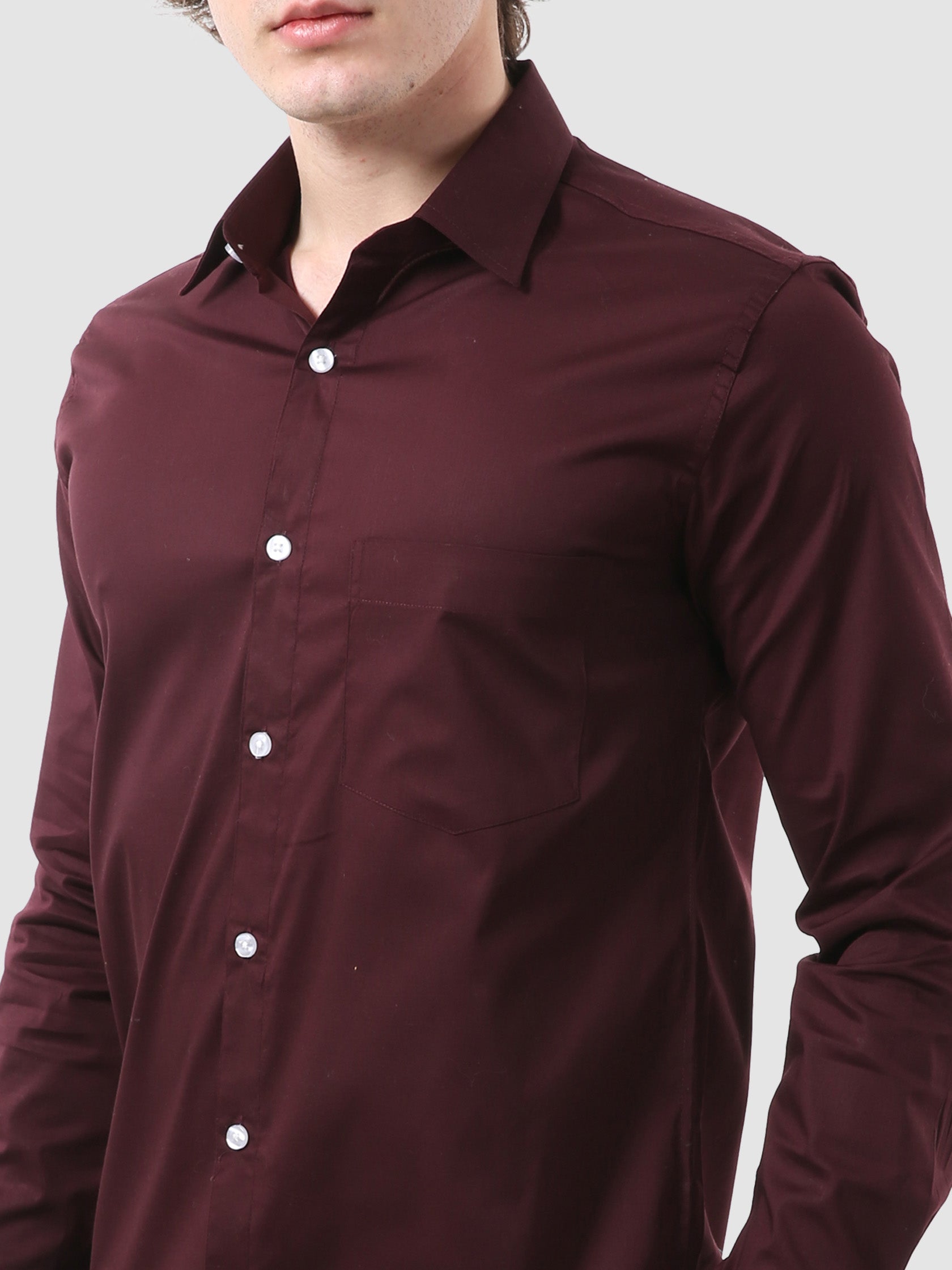 Men's Formal Full Sleeve Plain Shirt in White by BLUE ROBED, front view