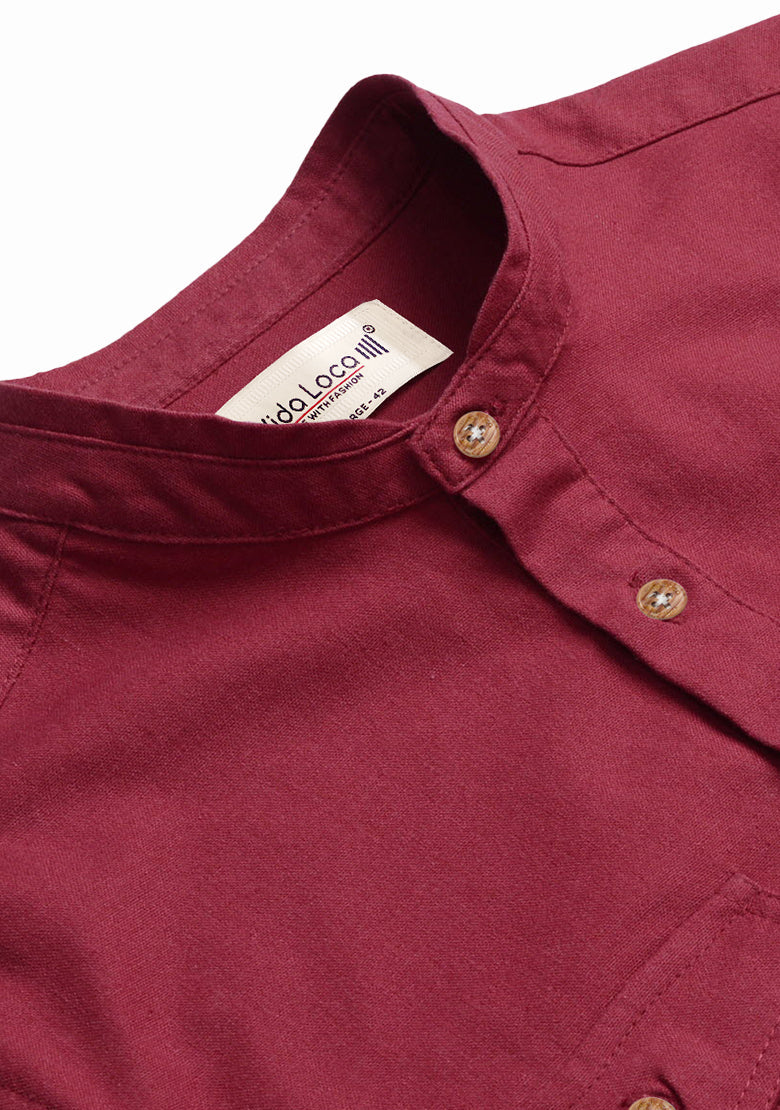 BLUE ROBED men's Casual Slim Fit Full Sleeve Double Pocket Cotton Kurta in Maroon view 12
