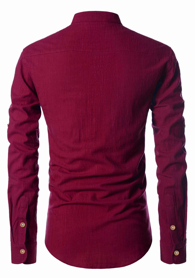 BLUE ROBED men's Casual ZIP Style Full Sleeve Kurta in Maroon view 33