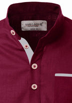 BLUE ROBED men's Casual Slim Fit Full Sleeve Pocket Contrast Kurta in Maroon view 5