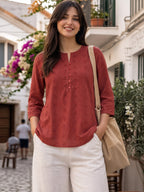 Women’s Maroon Embroidered Casual Top | Georgette Fabric | Regular Fit