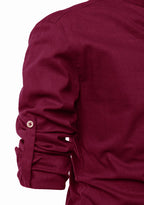 BLUE ROBED men's Casual Slim Fit Full Sleeve Kurta in Maroon view 34