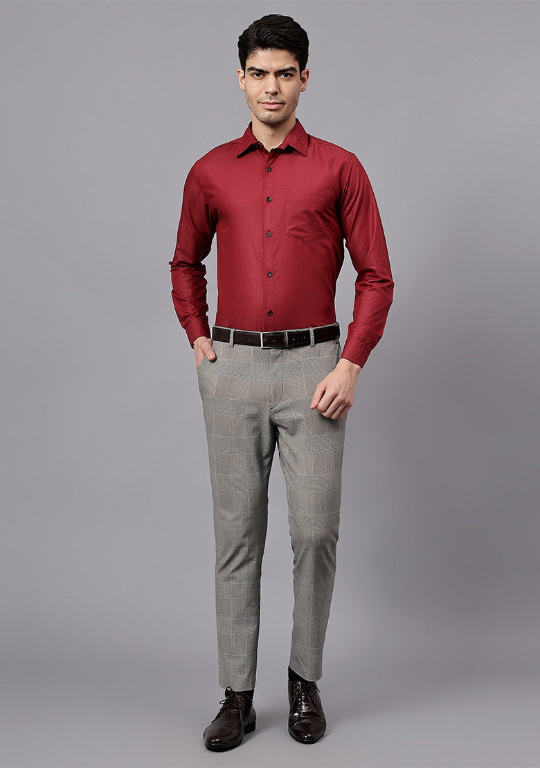 Men's Cotton Blend Slim Fit Formal Shirt in Beige by BLUE ROBED, fabric detail