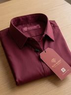 Women’s Solid Maroon Office Wear Shirt – Viscose Rayon Fabric | 3/4th Sleeves
