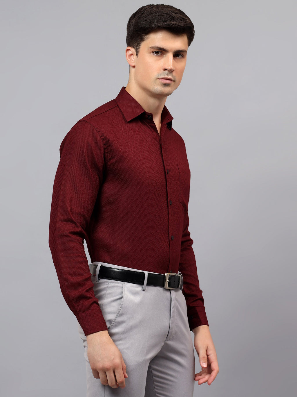 Men's Full Sleeve Spread Collar Premium Casual Shirt for Men in Black by BLUE ROBED, fabric detail