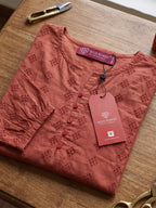 Women’s Maroon Embroidered Casual Top | Georgette Fabric | Regular Fit