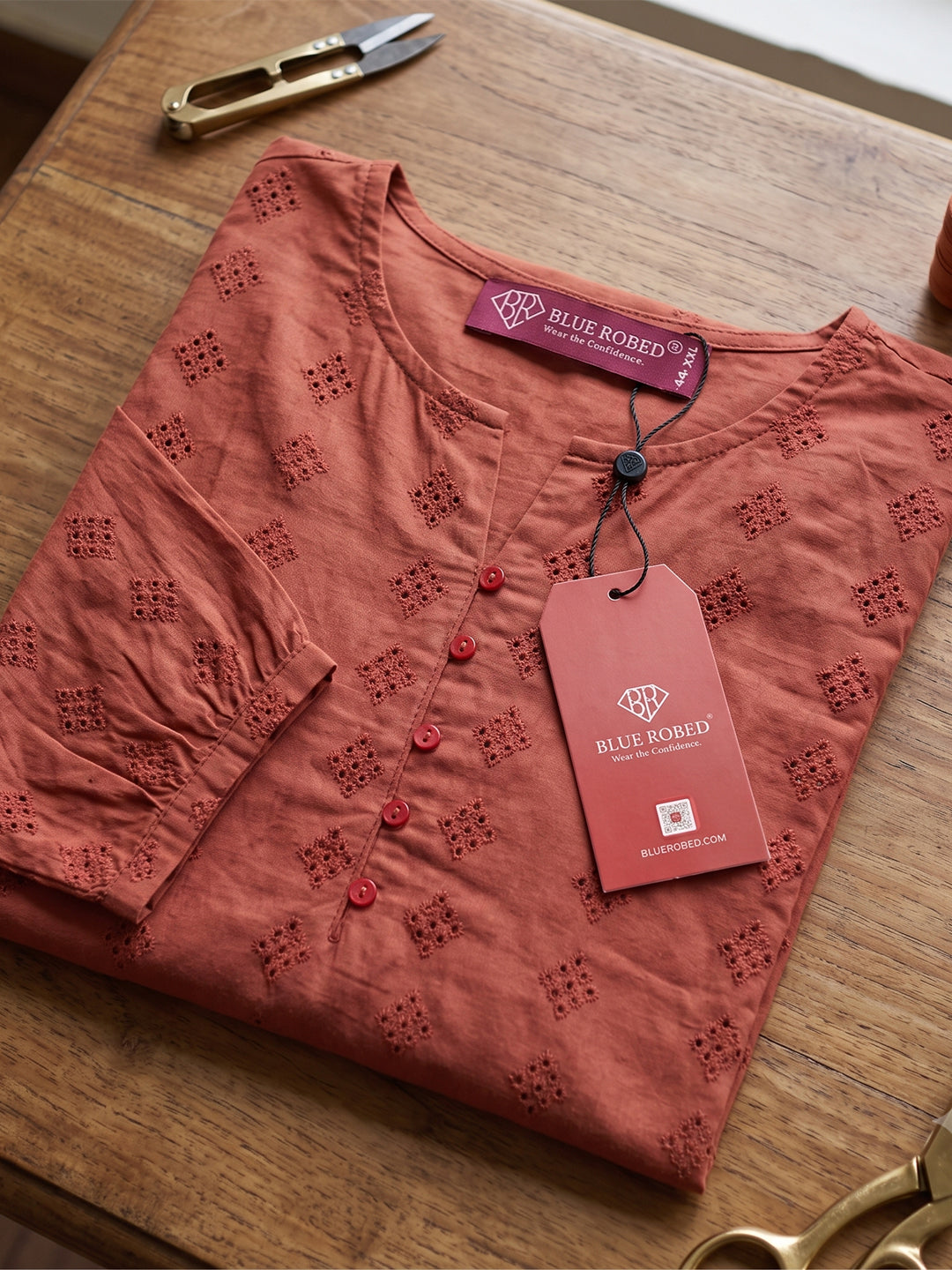 Women’s Maroon Embroidered Casual Top | Georgette Fabric | Regular Fit
