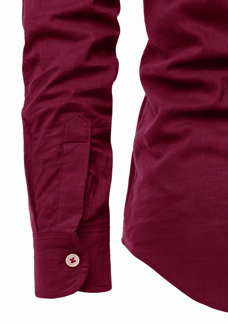 BLUE ROBED men's Casual Slim Fit Full Sleeve Kurta in Maroon view 35