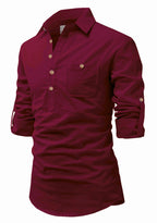 BLUE ROBED men's Full Sleeve Casual Cotton Kurta in Maroon view 41