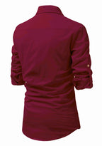 BLUE ROBED men's Full Sleeve Casual Cotton Kurta in Maroon view 42