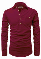 BLUE ROBED men's Full Sleeve Casual Cotton Kurta in Maroon view 43
