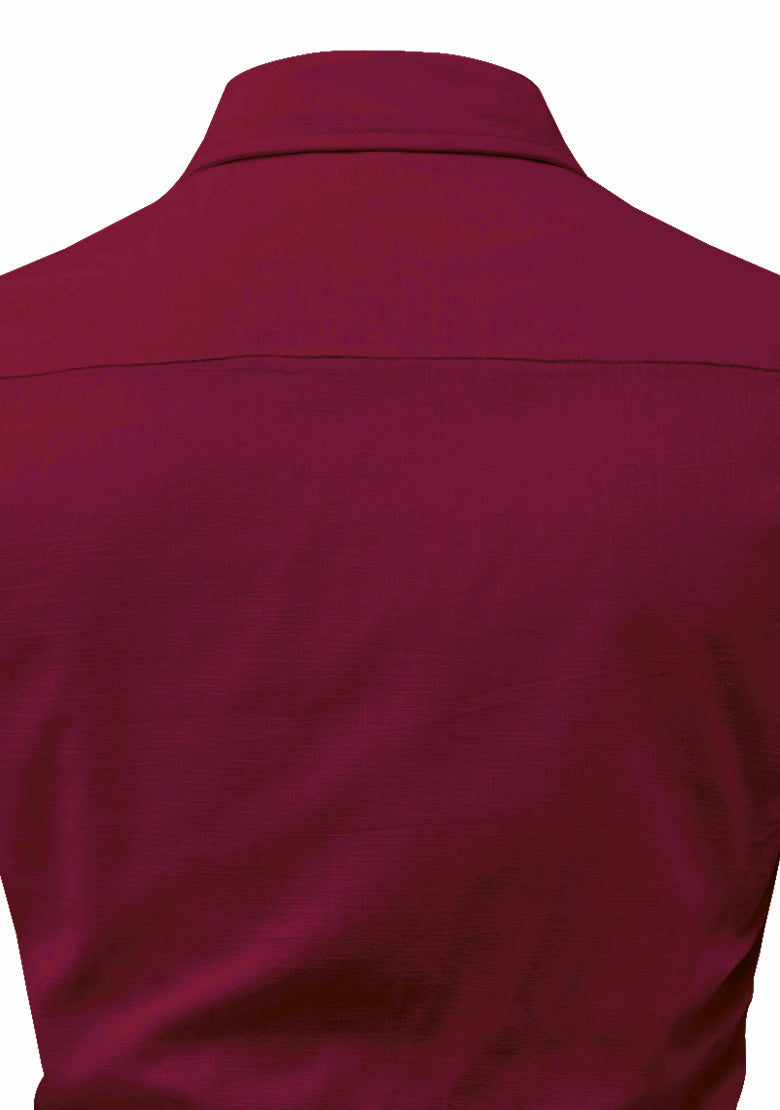 BLUE ROBED men's Full Sleeve Casual Cotton Kurta in Maroon view 47
