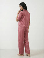 Women’s Dusty Rose Linen Lounge Co-ord Set | Relaxed Fit Nightwear & Casual Wear