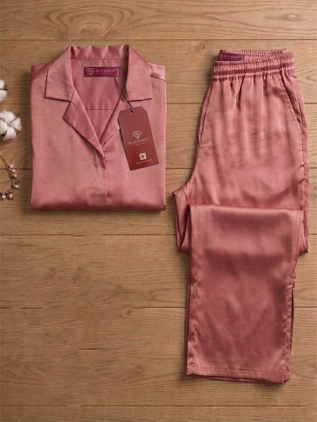 Women’s Dusty Rose Linen Lounge Co-ord Set | Relaxed Fit Nightwear & Casual Wear