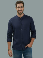 Full Sleeve Chinese Collar Cotton Slim Shirt for Men and Boys in Shirt For Men And Pink by BLUE ROBED, style view