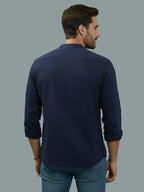 Full Sleeve Chinese Collar Cotton Slim Shirt for Men and Boys in Shirt For Men And Pink by BLUE ROBED, fit view