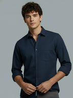 Men's Full Sleeve Spread Collar Premium Casual Shirt for Men Daily Wear in Black by BLUE ROBED, detail view