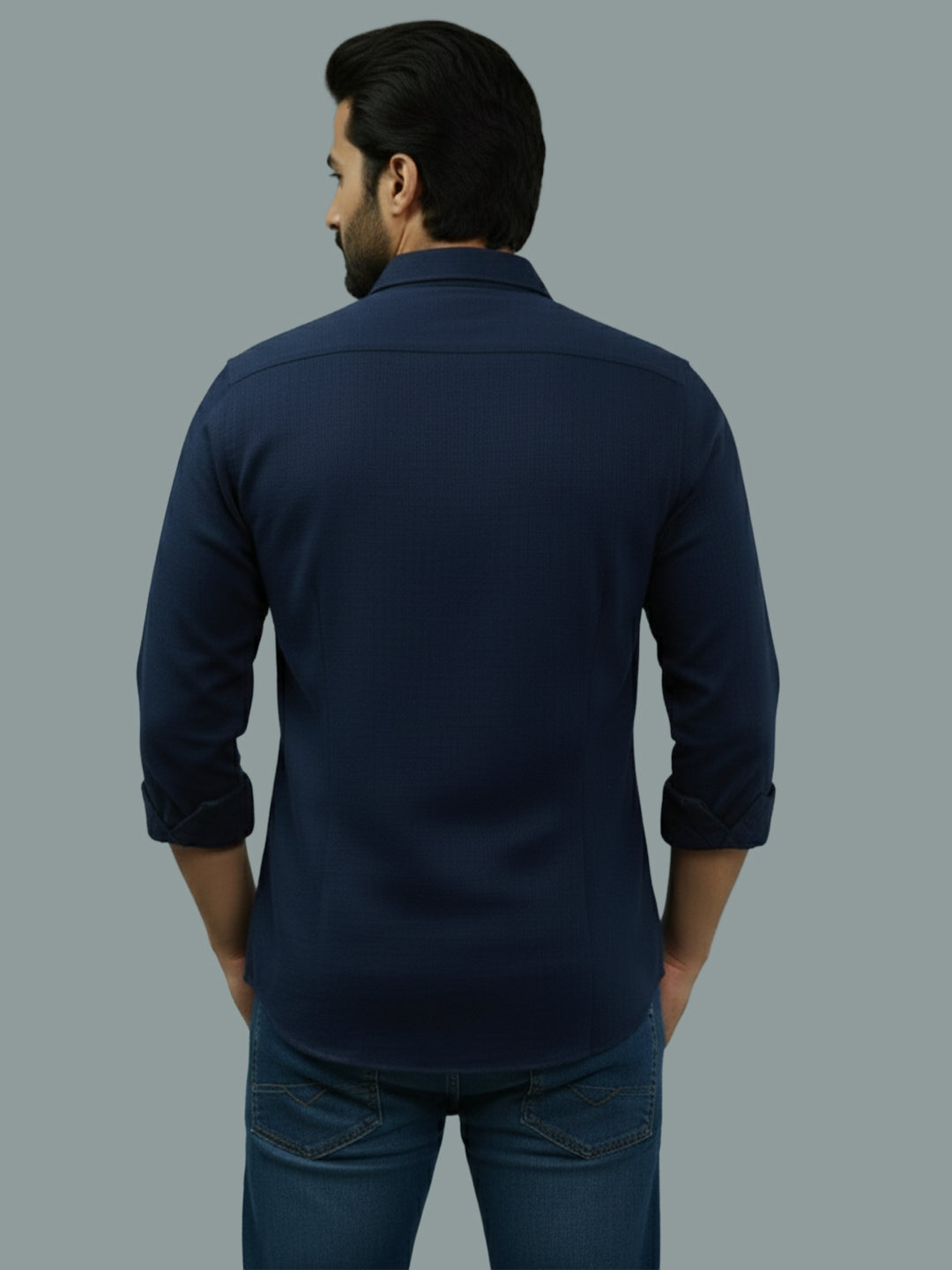 Full Sleeve Spread Collar Cotton Slim Shirt for Men and Boys in Shirt For Men And Green by BLUE ROBED, fabric detail