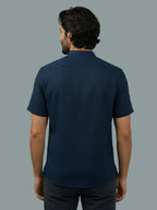 Half Sleeve Chinese Collar Cotton Slim Shirt for Men and Boys in Shirt For Men And White by BLUE ROBED, back view