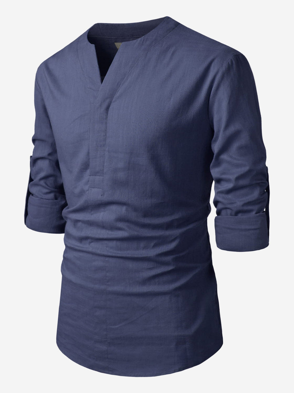 BLUE ROBED men's Casual Slim Fit Full Sleeve Cotton Kurta in Navy view 25