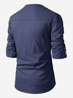 BLUE ROBED men's Casual Slim Fit Full Sleeve Cotton Kurta in Navy view 26