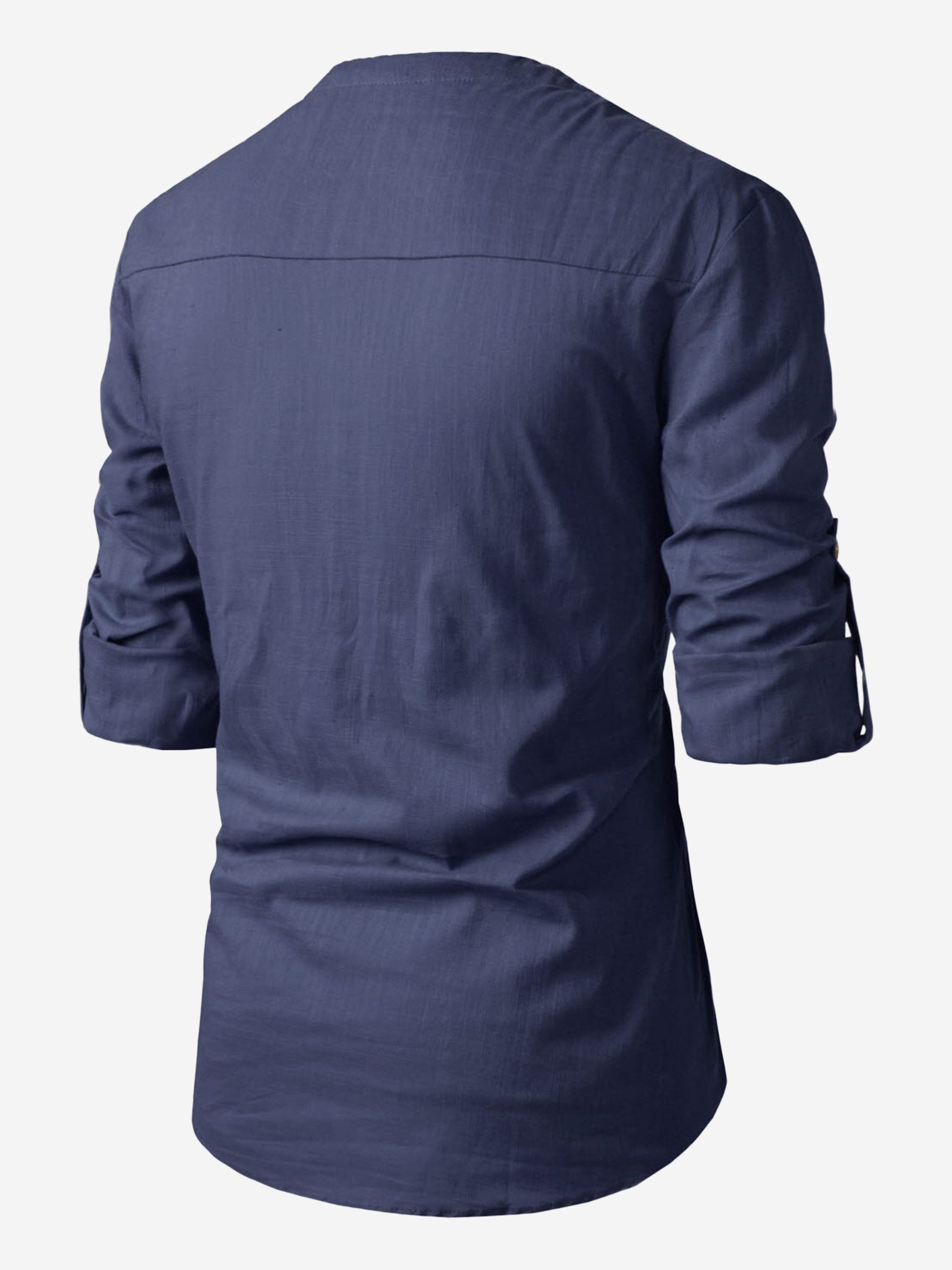 BLUE ROBED men's Casual Slim Fit Full Sleeve Cotton Kurta in Navy view 26