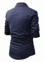 BLUE ROBED men's Full Sleeve Casual Cotton Kurta in Navy view 50