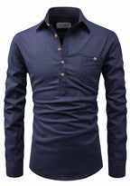 BLUE ROBED men's Full Sleeve Casual Cotton Kurta in Navy view 51