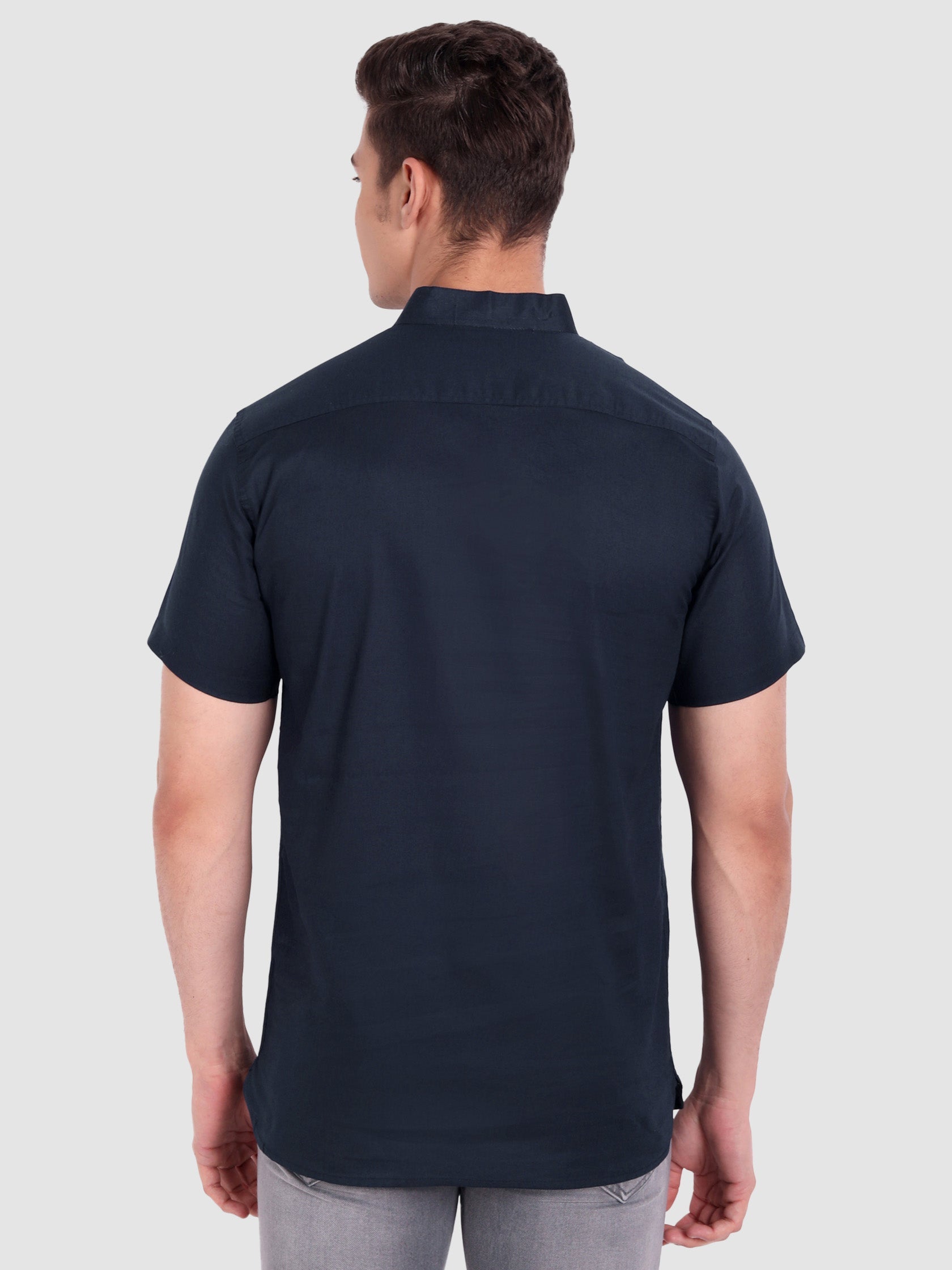 BLUE ROBED men's Half Sleeve Casual Cotton Kurta Daily Wear in Navy view 39