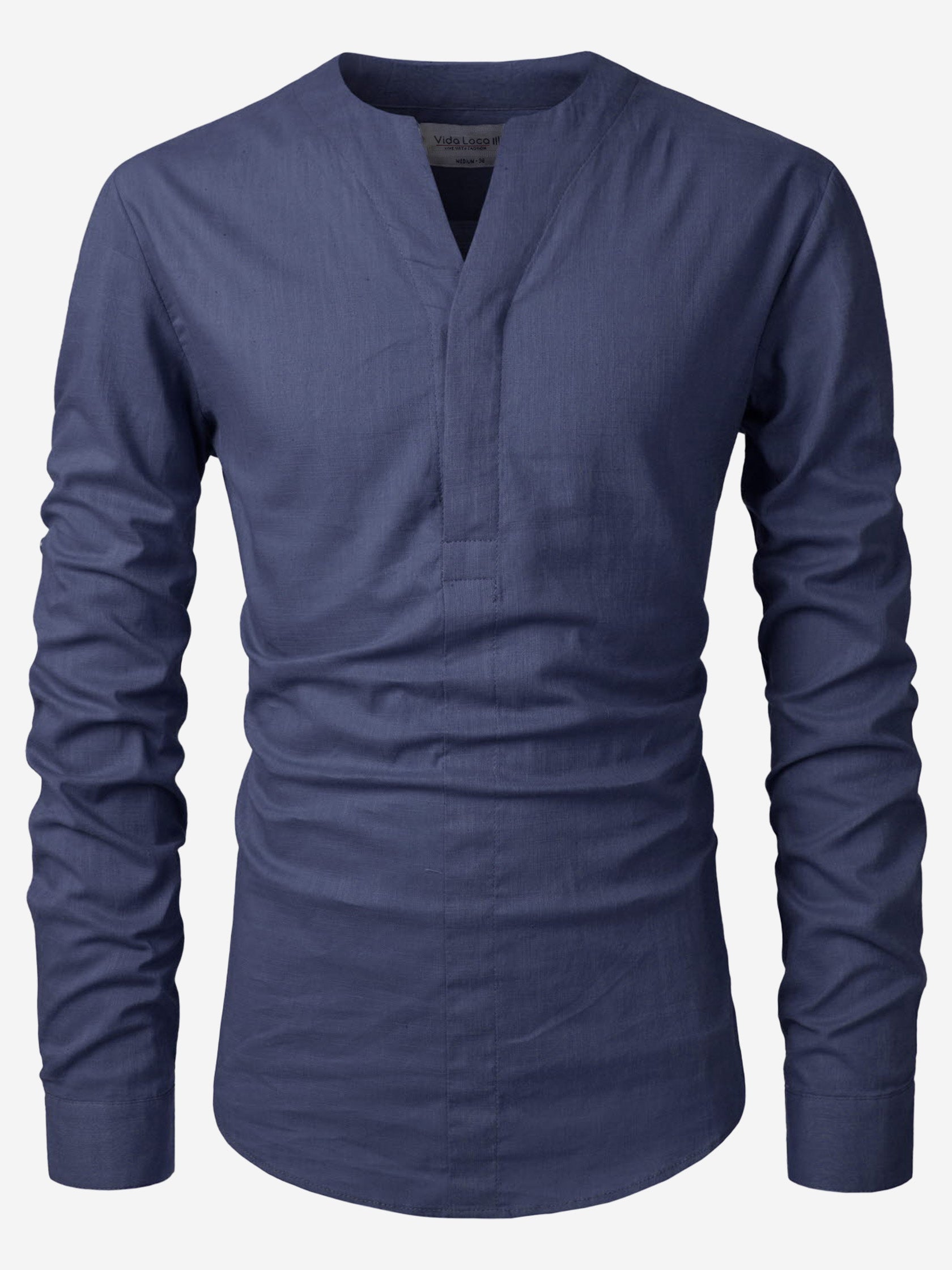 BLUE ROBED men's Casual Slim Fit Full Sleeve Cotton Kurta in Navy view 27