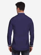Men's Casual Shirt Full Sleeve Oxford Design Shirt in Black by BLUE ROBED, fabric detail
