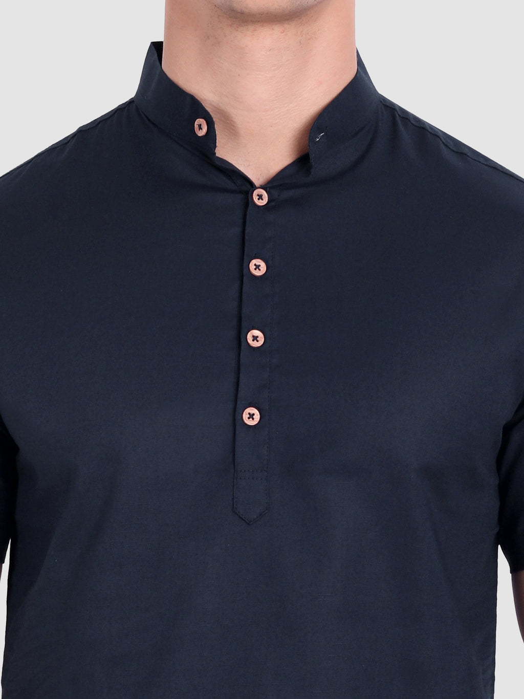 BLUE ROBED men's Half Sleeve Casual Cotton Kurta Daily Wear in Navy view 40
