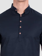 BLUE ROBED men's Half Sleeve Casual Cotton Kurta Daily Wear in Navy view 40