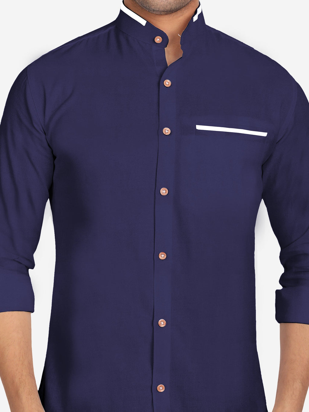Men's Casual Shirt Full Sleeve Oxford Design Shirt in Black by BLUE ROBED, front view