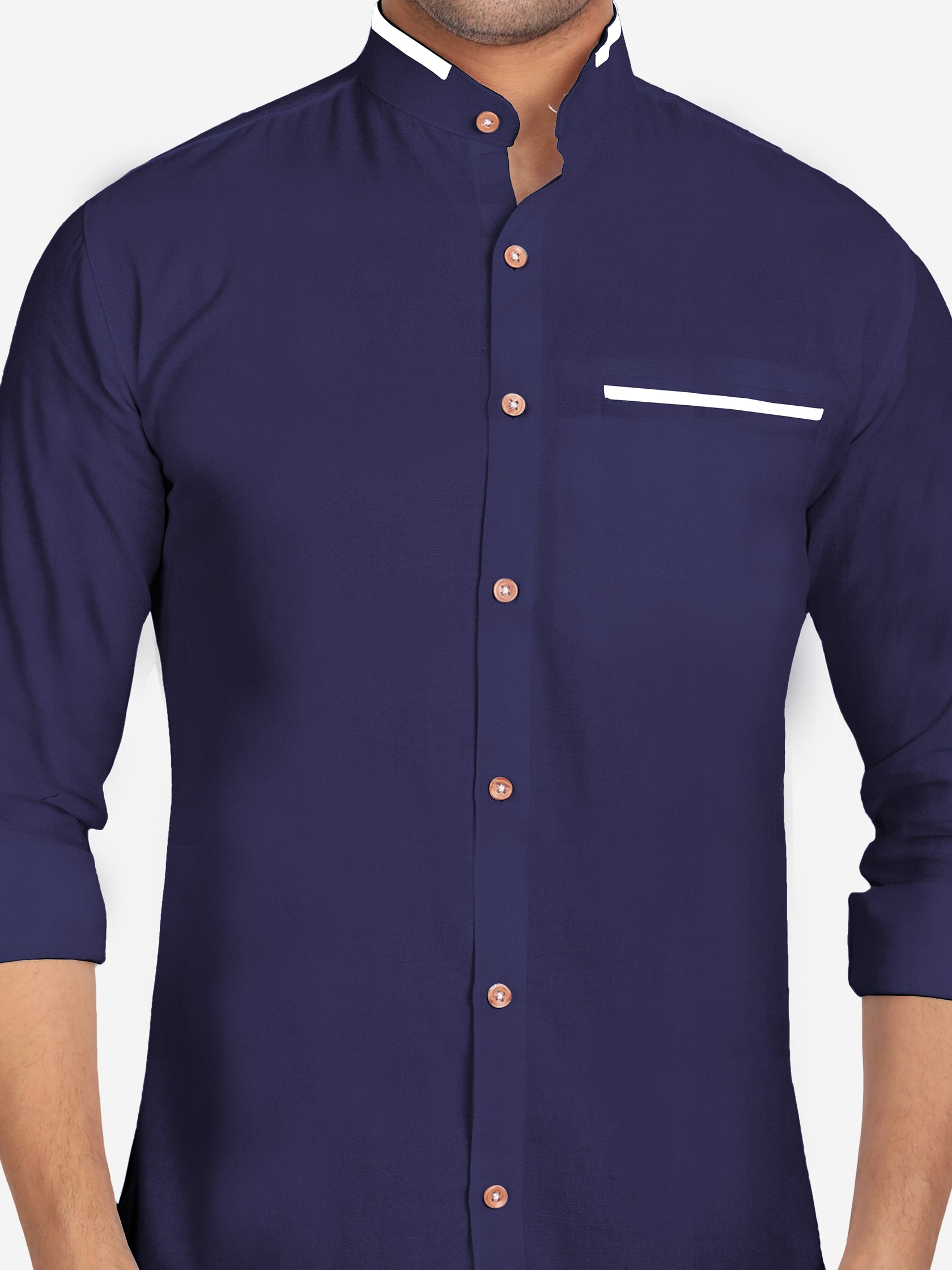 Men's Casual Shirt Full Sleeve Oxford Design Shirt in Black by BLUE ROBED, front view