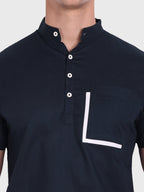 BLUE ROBED men's Casual Half Sleeve Slim Fit Kurta in Navy view 29